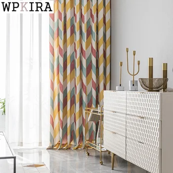 

Modern Colorful Wave Stripe Curtain for Living Room Cotton Delicate Fabric for Bedroom Curtain Drape Shade Custom Made S432#40