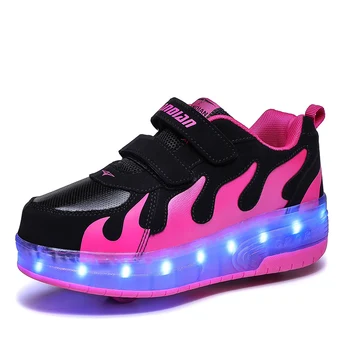 

Kids Boys Girls USB Charging Led Light Roller Skate Shoes for Children Up Heelies Two Wheels Luminous Sneakers