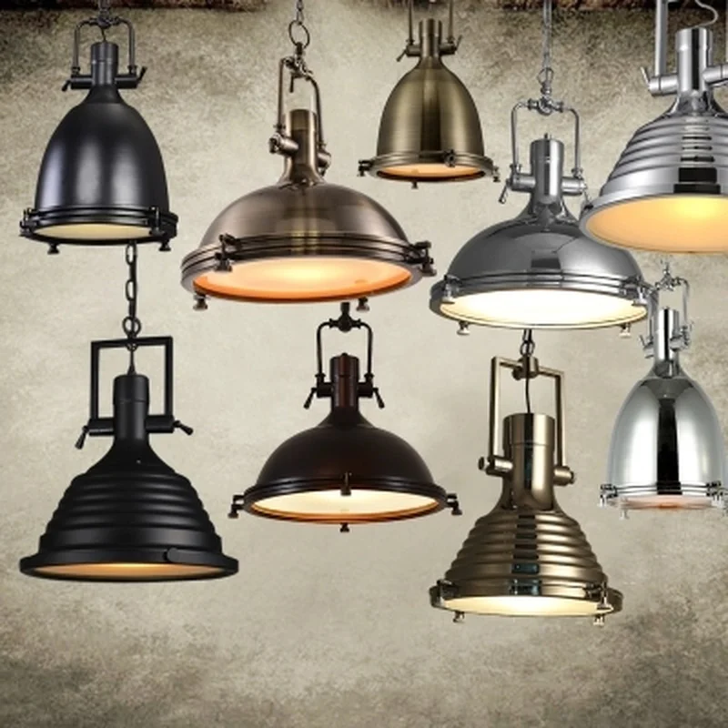 

American Style Vintage Lamp RH Industrial Chrome Pendant Light Country Pendant Lamps Rustic Loft Restaurant Kitchen Pendant