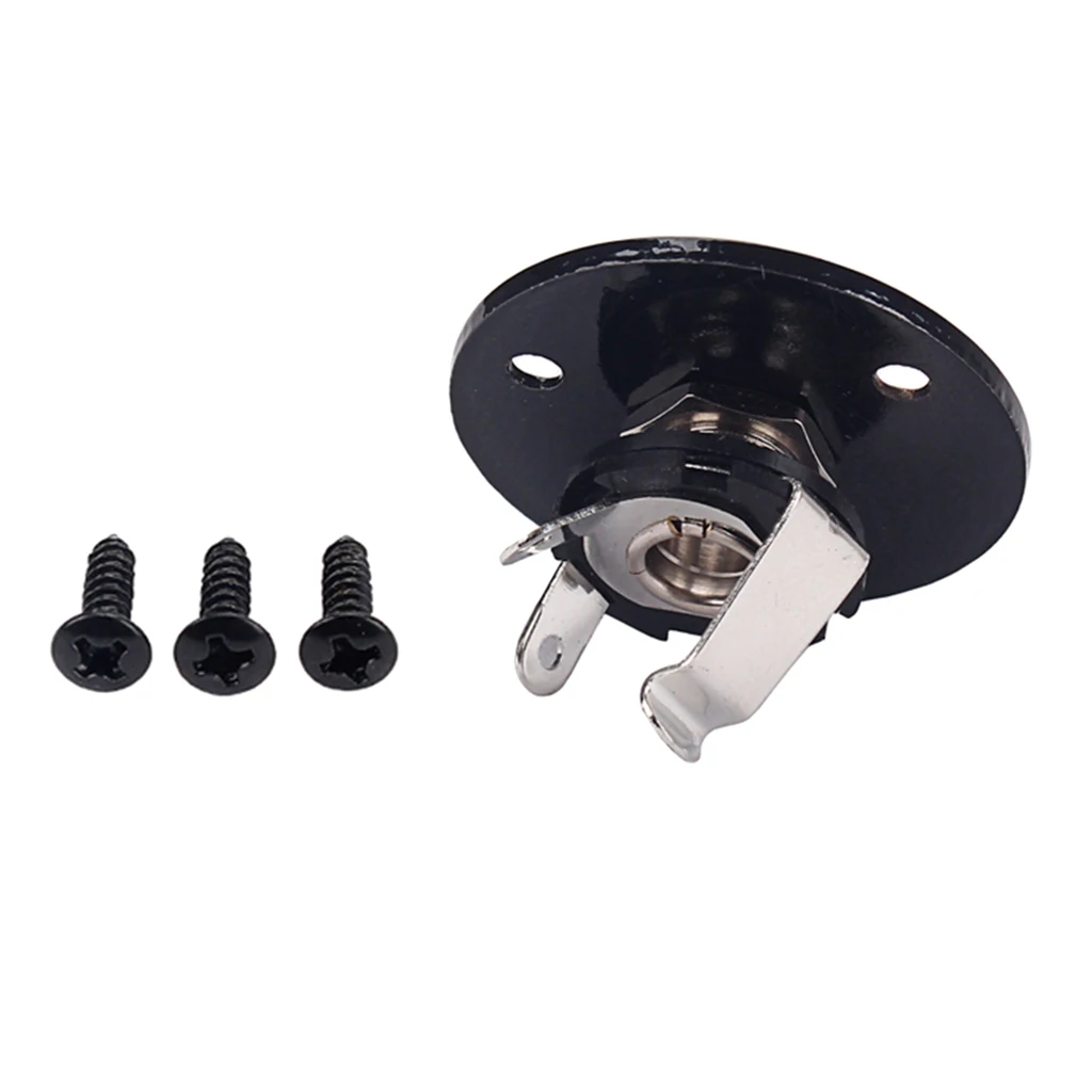 Guitar Round Plate Jack Plug Socket 6.35mm Electric Guitar Bass Accessory