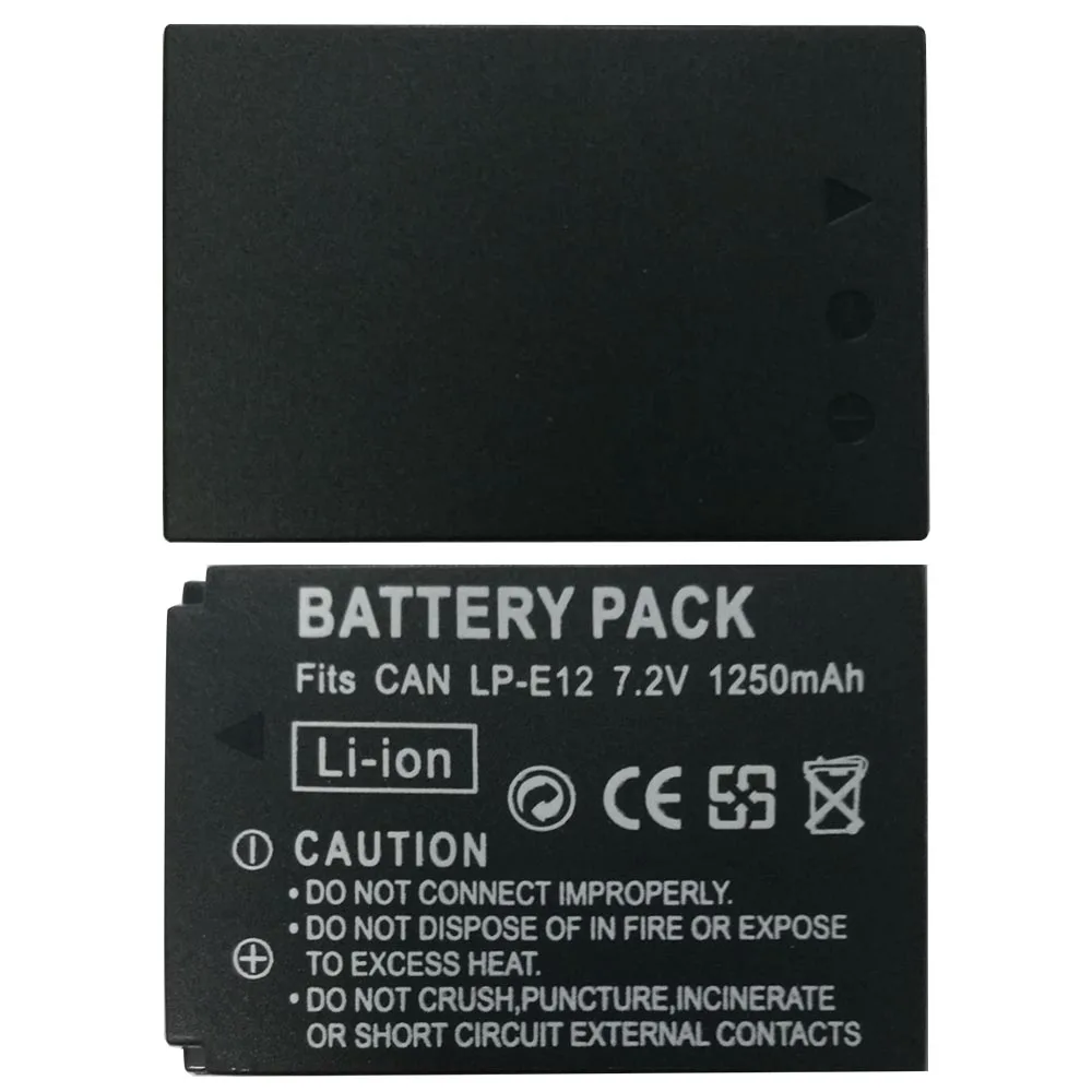 Andoer LP-E12 2 шт 7,4 V 1200mAh литий-ионная аккумуляторная батарея с ЖК-зарядным устройством USB для Canon