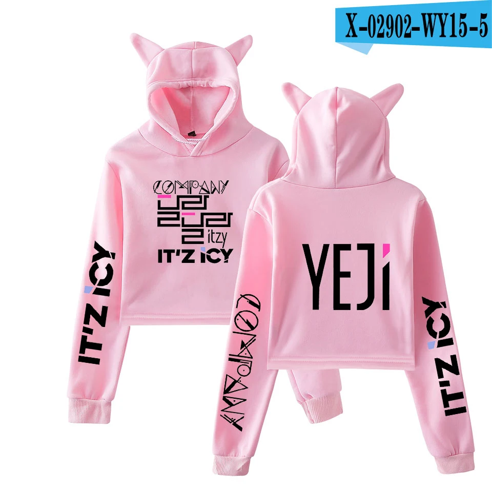 LUCKYFRIDAY Популярные ITZY Толстовки Кофты Харадзюку каваи Кот Толстовка корейский стиль пуловеры женские кроп толстовки кофты - Цвет: pink