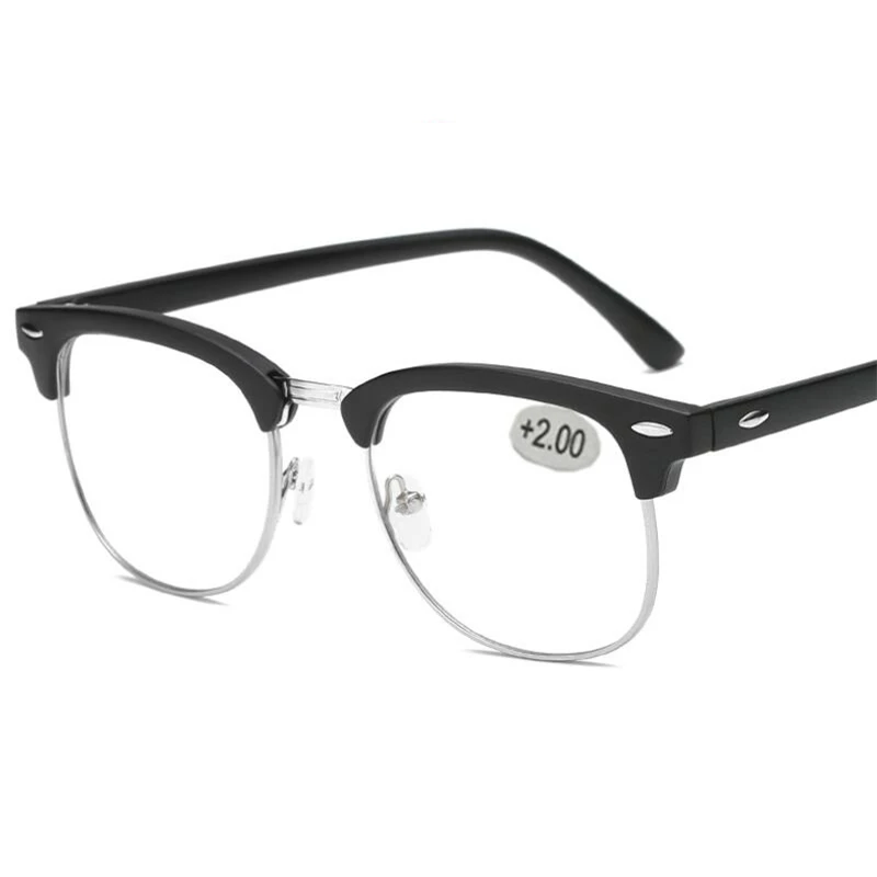 Anti-blue Light Half Frame Farsighted Glasses Male Female Elderly Reader Eyeglasses Magnifier +0.5 +1.0 +1.5 To +4.0 3