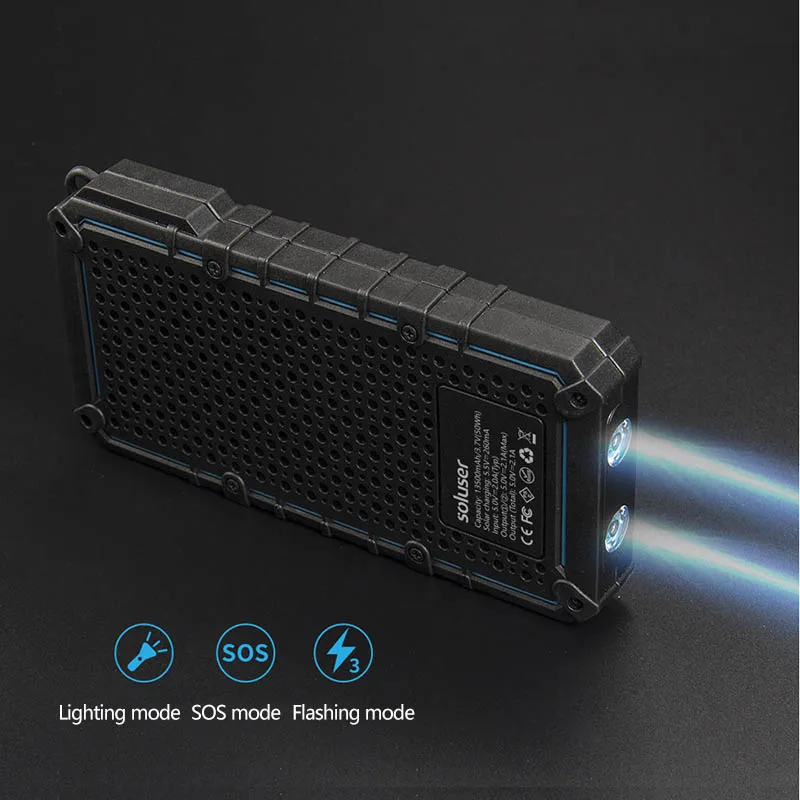 TUOSHIKE солнечной энергии банк 15000 светодиодный фонарь мА · ч аварийная Внешняя батарея зарядное устройство водонепроницаемый банк питания для Xiaomi Iphone samsung
