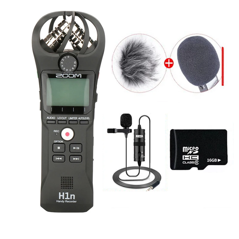 H1n with BY M1 mic ZOOM H1 H1N удобный рекордер цифровой камеры аудио рекордер Запись интервью стерео микрофон для DSLR Boya BY-M1 микрофон - Цвет: H1n with BY M1 mic
