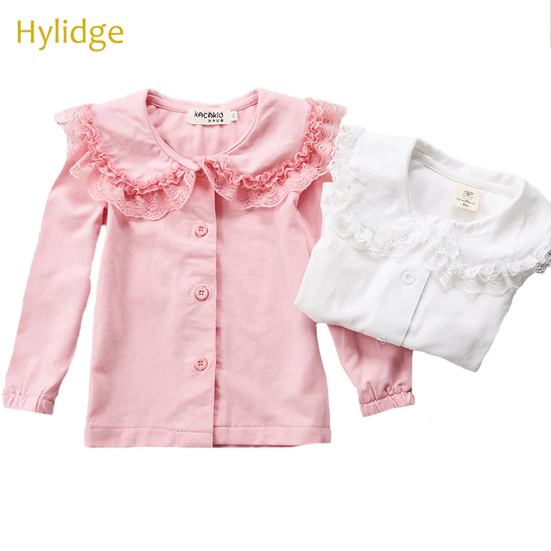 

Hylidge Sweet Ruffles Collar Baby Girl Blouses Long Sleeves Lace Princess Girls Top Tee Shirt Toddler Girl Clothes Kids Tops