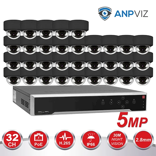 Hikvision OEM 32CH 4 к NVR KIT 16/20/32 шт. 5MP безопасности PoE, купольная IP система наблюдения ссtv встроенной Аудио Видео набор для наблюдения - Цвет: 32PCS Black KIT