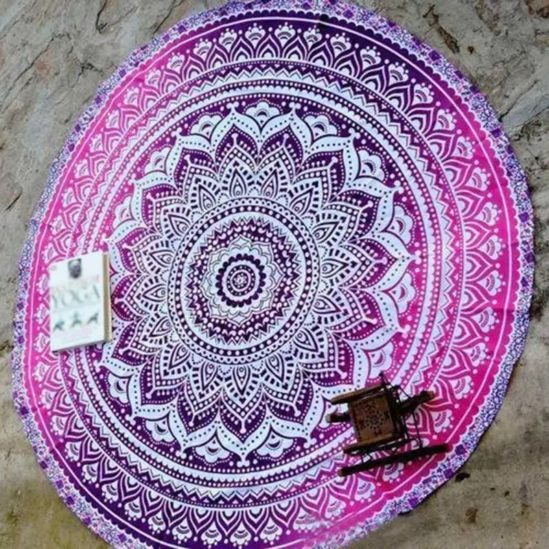 Mandala Round Tapestry Summer Beach Picnic Throw Rug Blanket Bohemia Mats Home Textile Tapestry Home Garden Multifunctional Use