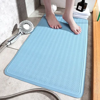 

16 inch x 28 inch Bath Shower Floor Mat with Suction Cup Non Slip Resistant, Stall Mat For Bathroom -Light Blue