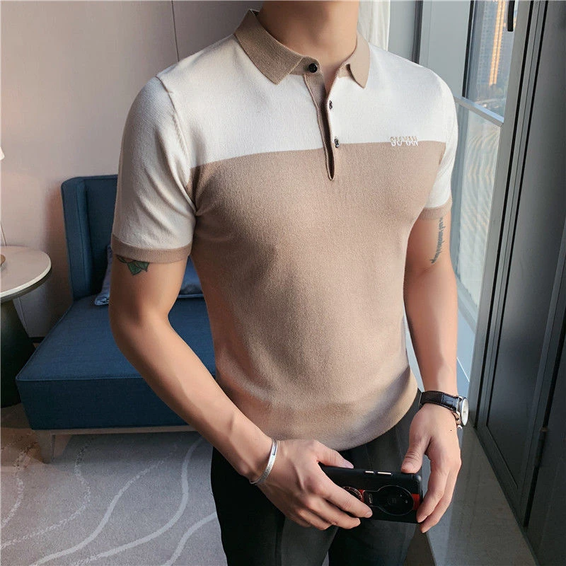 Polo transpirable informal para hombre, de calle la moda, Camiseta de alta calidad, Polo de punto de corta|Polo| - AliExpress