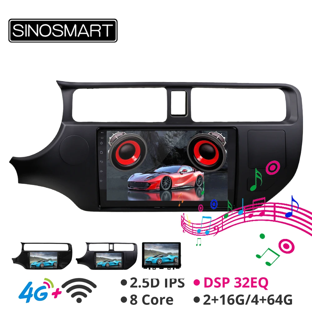 Discount Sinosmart Android 8.1 Car GPS Navigation Radio for Kia Rio 2012-2017 2din 2.5D IPS/QLED Screen 0