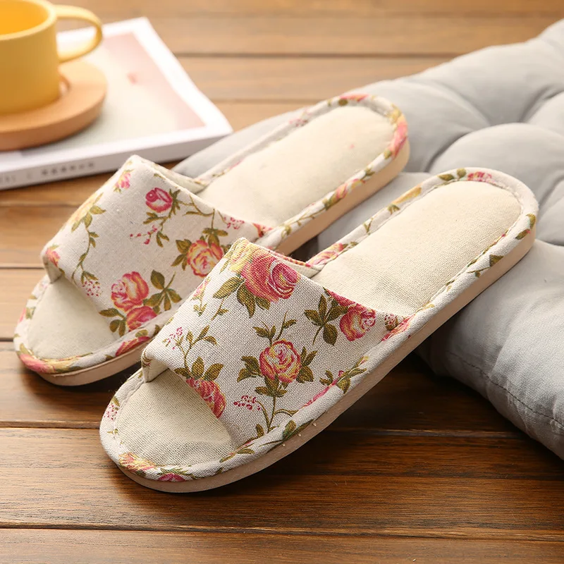 

Southeast Asia Hot Selling Household Fabric Slipper Indoor Japanese Style Cotton Linen Time of Childbirth Linen Slippers Anti-sl