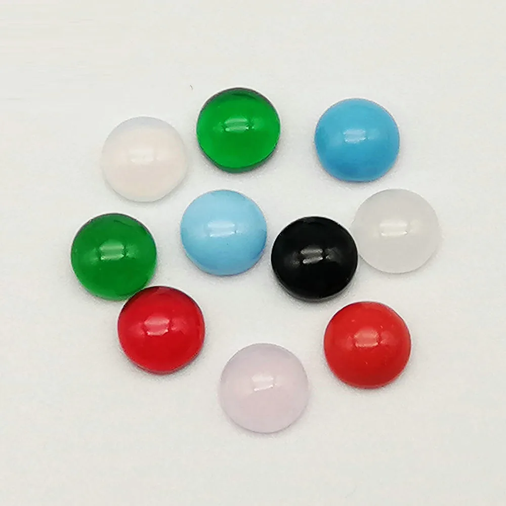무료 배송 100 개/몫 2mm ~ 10mm 라운드 카보 숑 플랫 백 다양한 색상 유리 스톤 합성 비즈 쥬얼리 