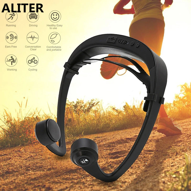 ALITER черные проводящие наушники открытый ухо беспроводной Bone Bluetooth гарнитура w Mic