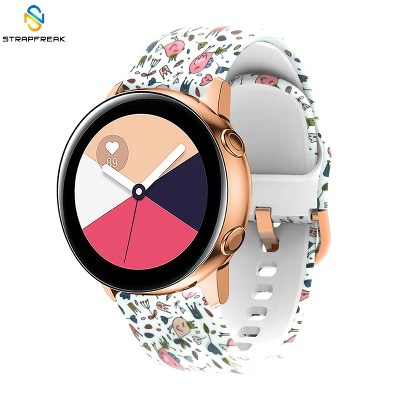 Ремешок для samsung Galaxy Watch Active 42 мм gear Sport S2 Garmin Amazfit браслет ремешок Correa 20 мм силиконовый ремень с принтом