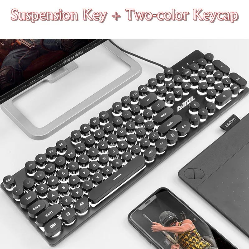 Ajazz Warrior First Generation Mechanical Feel Backlit USB Wired Keyboard Metal Panel 19 Non-Conflict Keys Computer | Компьютеры и