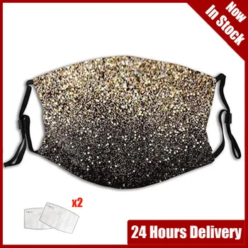 

Reusable Protective Face Mask Glitter Gold Printed Mouth Caps Outdoor Anti Dust Washable Mascarillas Unisex Earloop Mondmasker