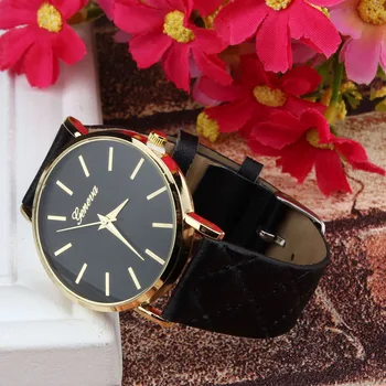 

Unisex Casual Geneva Checkers Faux Leather Quartz Analog Wrist women watches Classics color Ladies sport Gifts relogio feminino