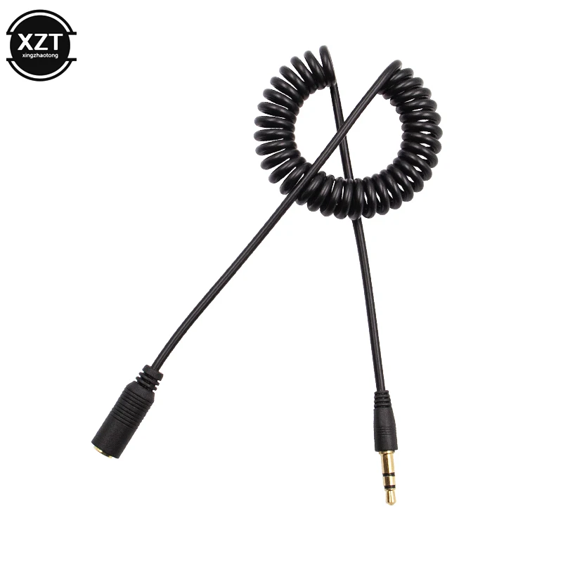 3.5mm Jack Male to Female Cable Earphone Headphone Audio Extension Extendable Flexible Spring Cord Portable | Электроника