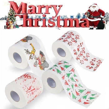 

New Year Gifts 22m/Roll Santa Claus Reindeer Christmas Toilet Paper Christmas Decorations For Home Natale Noel Navidad 2021