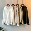 Women Vintage Fashion Button Up Satin Shirt Silk Korean Office Ladies Elegant Shirt Blouse White Long Sleeve Shirts Tops 11355 ► Photo 2/6