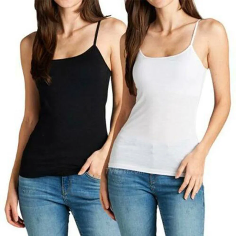 

Women Vest Tank Top with Built-in Bra Spaghetti Strap Padded Tanks GDD99