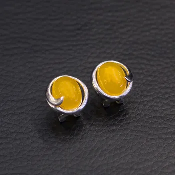 

Character small silver items listed on the new fresh lady's simple topaz pulp S925 ear clip