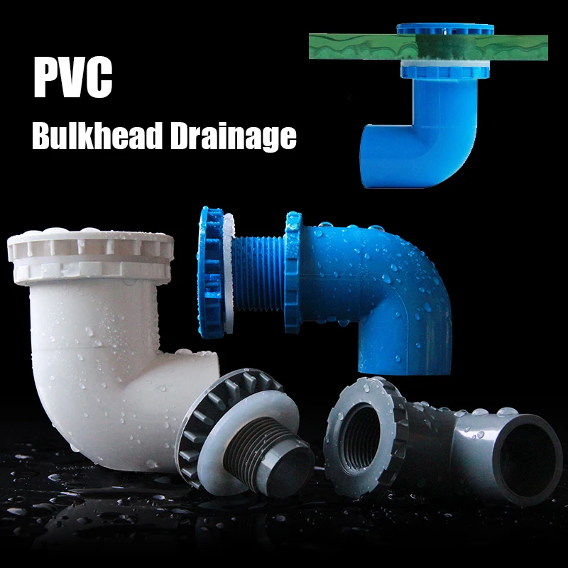 

Aquarium Elbow Bulkhead Connector For OD 20/25/32/40/50mm Pipe 90 Degree Plumbing Outlet Fish Tank Pond Drain Joints Fittings