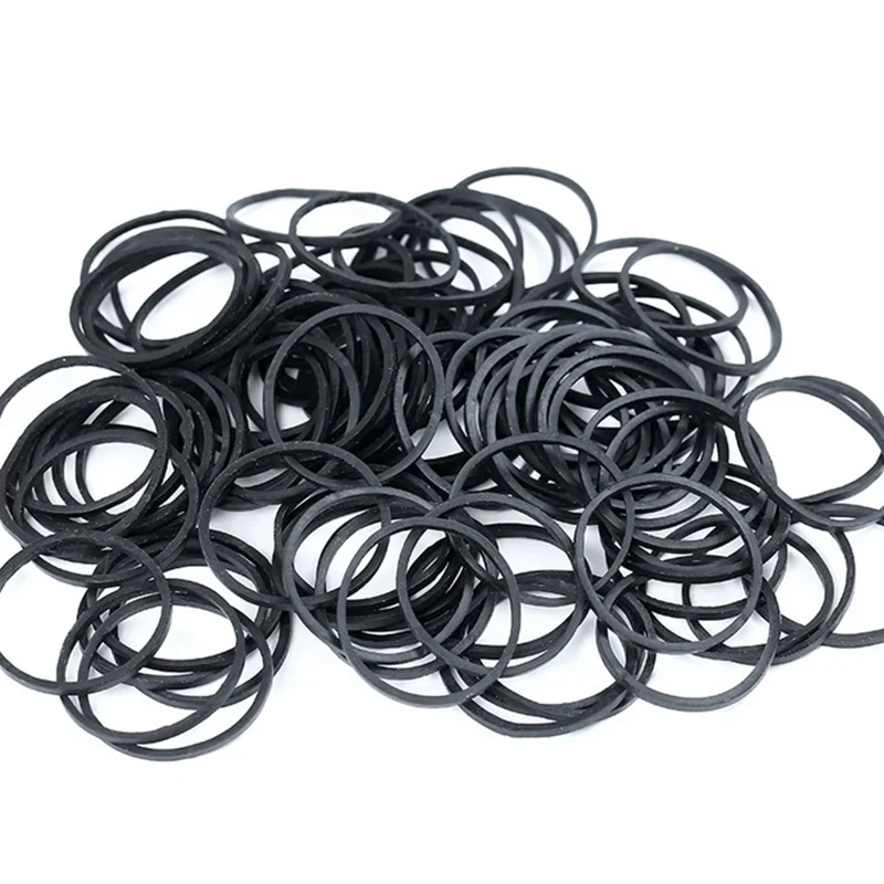 100Pcs Black Rubber Band,Elastic Bands for Office School Home Strong Elastic Hair Band Loop Office Supplies 25*1.4mm