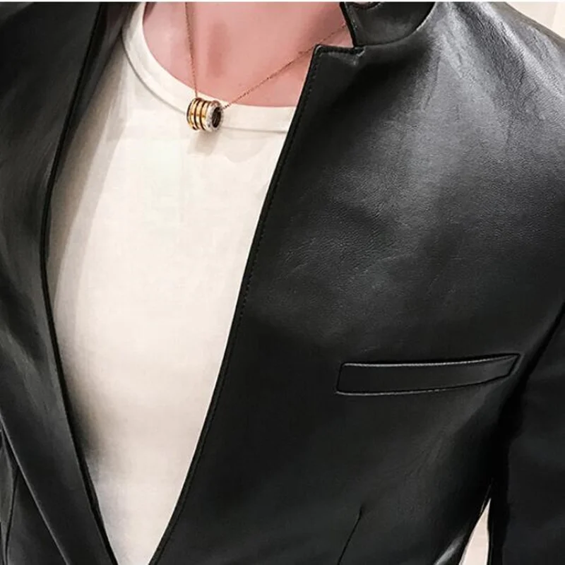 70% OFF 2019 New Mens Thin Leather Jacket Slim Fit Handsome Motorcycle Leather Jacket Male High imitation Sheep Skin Men Coats S-3XL