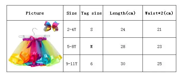 Girls Kids Tutu Skirt Tulle Dance Ballet Wear Toddler Rainbow Bow Skirt Costume