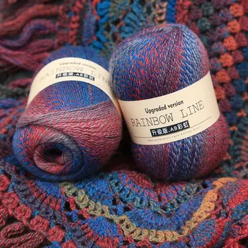 

Upgrated Yarn 80% Merino wool 20% Anti-pilling fiber hand hook yarns Mix colors for Scarf Sweater 100 grams 2 balls WY05