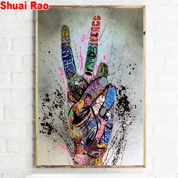 

5d diy diamond painting full square V Gesture Victory Picture Inspiring 3d cross stitch round diamond embroidery encourage gift,