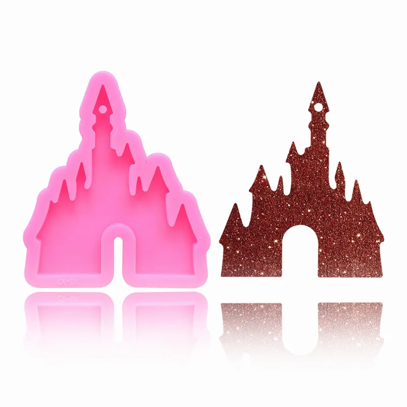 

1PCS Bright Glossy Castle Mould Silicone For Epoxy Resin Jewellery Making Keychain Mold Silicone Molds Diy Sugar Craft Tools
