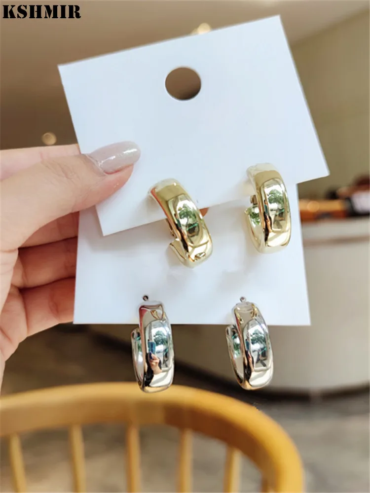 Kshmir S925 иглы Модные женские серьги в виде золотистых металлических