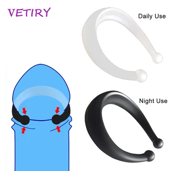 2PCS/Set Sex Toys for Men Male Foreskin Corrector Resistance Ring Penis Rings Delay Ejaculation Daily/Night Cock Ring Silicone 1