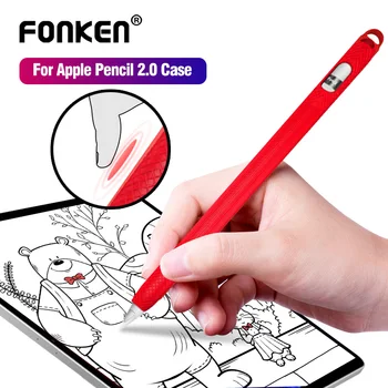 

FONKEN For Apple Pencil 2 Case Protective Cover Stylus Pen Soft Silicone Sleeve Case Non-Slip Detachable Nib Tip Cap Anti-Fall