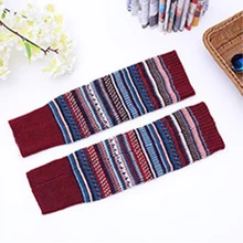 1 пара; Утепленные зимние и осенние вязаные сапоги до колена для взрослых; женские гетры; Удлиненные вязаные сапоги контрастного цвета