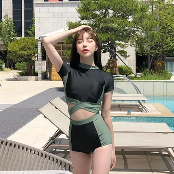 

Swim Wear Plavky Women's Beach Outings 2019 Plus Size Swimwear Rashguard Bikini Woman Korean Ins Red Swimsuit Ladies Split High