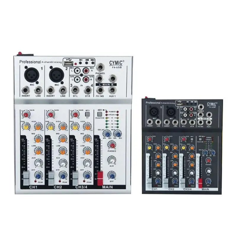 

DishyKooker Mini 4 Channel Karaoke Audio Mixer Amplifier Professional Microphone Mixing Sound Console with 48V Power