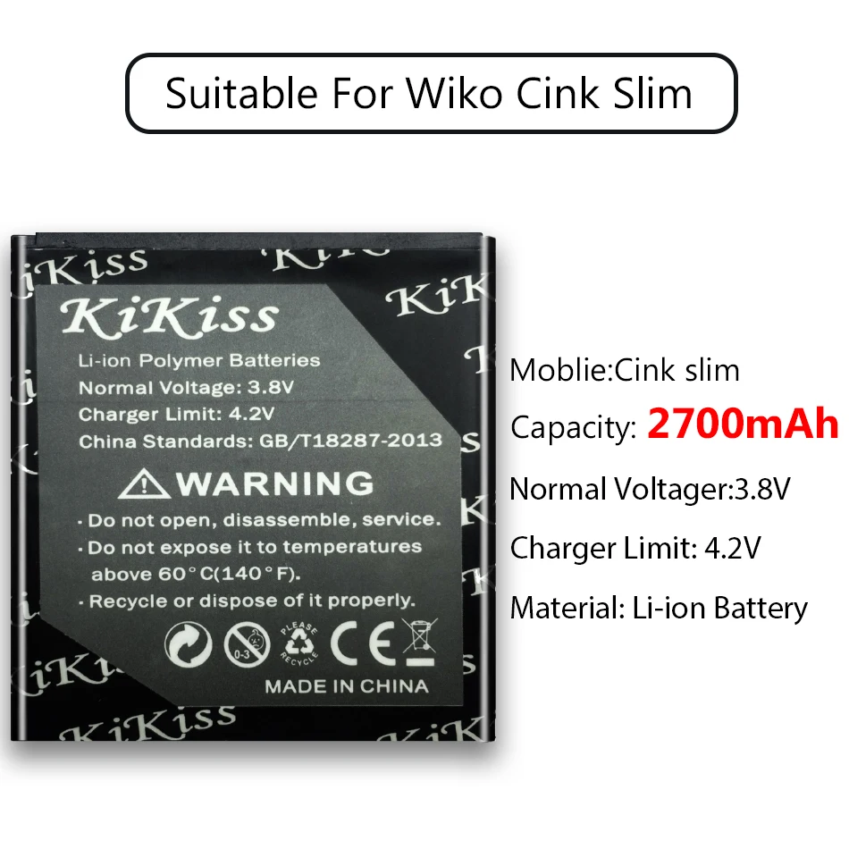 2700 мАч для Wiko Cink Тонкий аккумулятор для сотового телефона большая мощность для Wiko Cink Slim