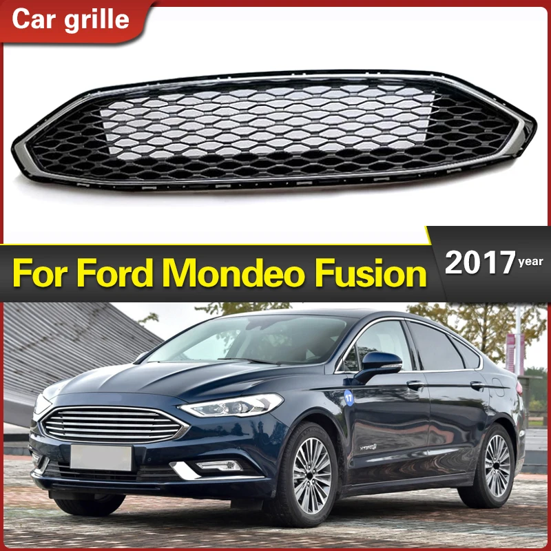 Ford Mondeo Fusion 2017 Black Front Grille Grill Bezel Honeycomb Mesh Cover with logo fit for Car styling | Автомобили и