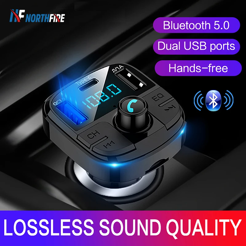 Устройство для автомобиля с двумя портами USB Зарядное устройство QC 3 0 Quick Charge FM