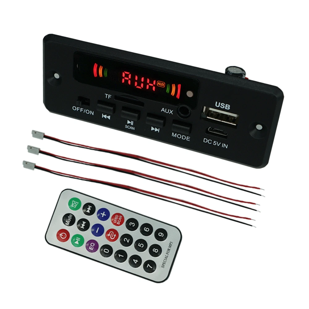 USB wireless bluetooth-compatible 5.0 MP3 player decoder board Car AUX 2 x 3W audio amplifier support FM TF recording adapter
