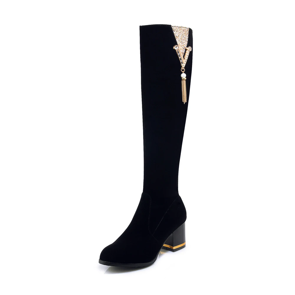 Большие размеры 34-43, модные зимние сапоги выше колена г. Женские пикантные ботфорты из эластичной ткани на шнуровке высокие сапоги