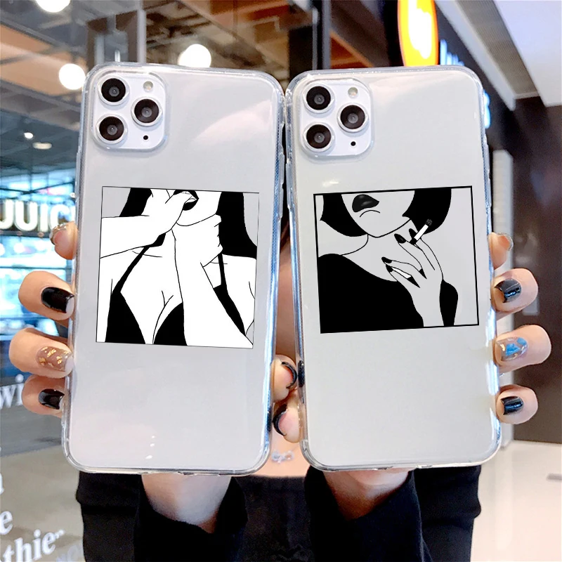 

Sexy Girl Funny Slay Fashion transparent Phone Cover For iPhone12 11 Pro Max X XS XR Max 7 8 7Plus 8Plus 6S SE Silicone Case