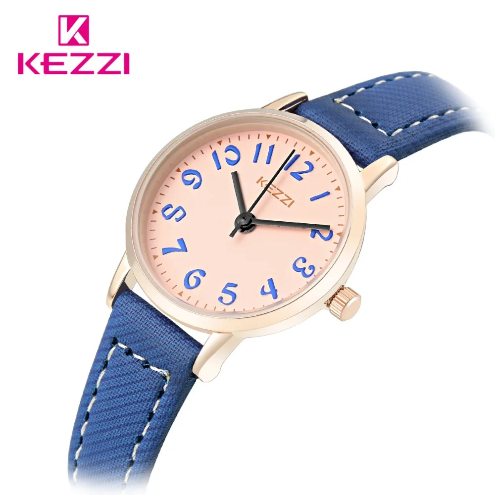 

KEZZI Brand Casual Watch Leather Women's Watches Simple Dial Japanese Movement Waterproof Quartz Wristwatch Montre Femme