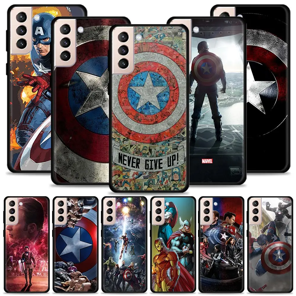 

Phone Case For Samsung Galaxy S23 S22 S21 S20 Ultra FE S10 S9 S8 Plus Lite 5G S10e Silicone Shell Captain America Marvel