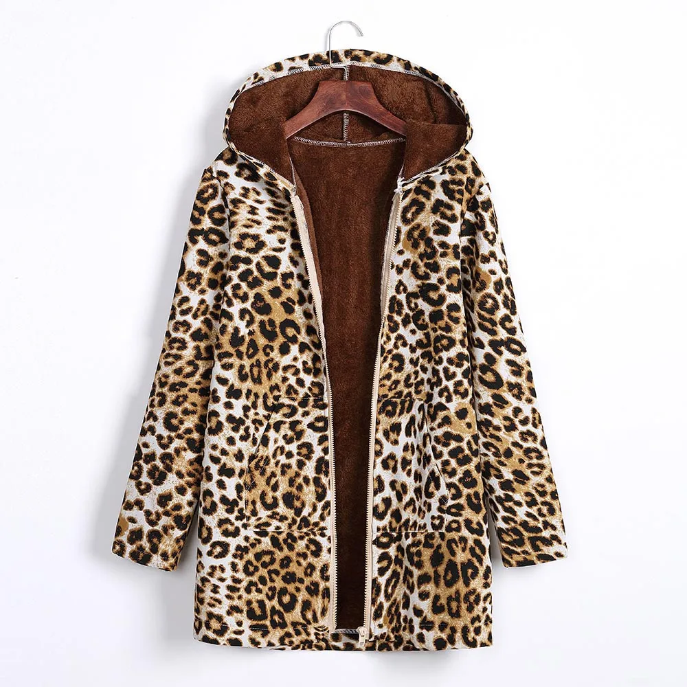 

Warm Female Jacket New Luxury Women Leopard Printed Sexy Winter Warm Wind Coat Cardigan Long Cardigan Coat Vintage Winter Jacket