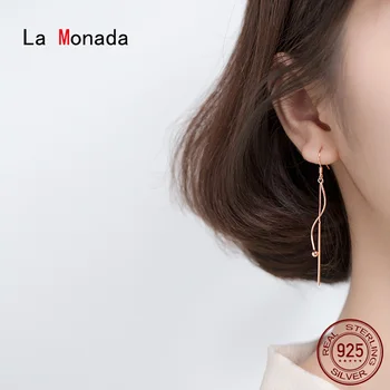 

La Monada Wave Chain Long Drop Silver Earrings 925 Sterling Silver Women Fine Jewelry For Women Tassel Hanging Korean Earrings